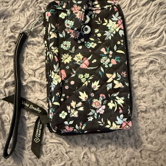 Vera Bradley Handbags - Vera Bradley Black Floral Wristlet